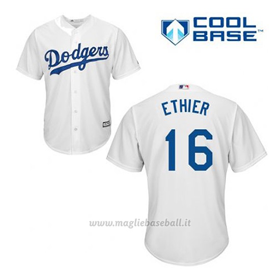 Maglia Baseball Uomo Los Angeles Dodgers Andre Ethier 16 Bianco 1ªCool Base
